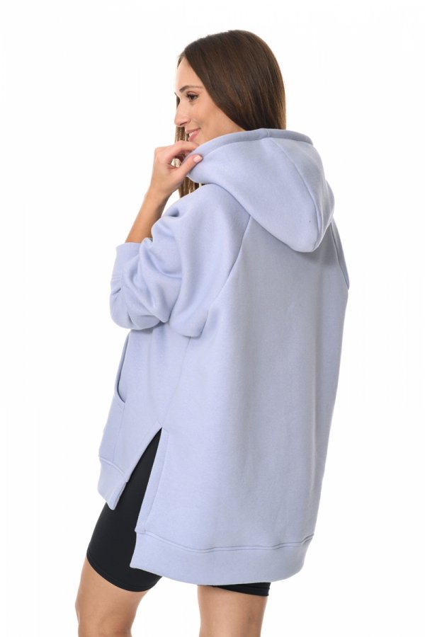 MijaCulture - 3 w 1 ciepła bluza ciążowa i do karmienia z kapturem „Stella ” M014 jasny niebieski