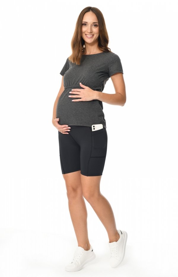 Sportowe krótkie legginsy ciążowe z kieszeniami 4133 / M102