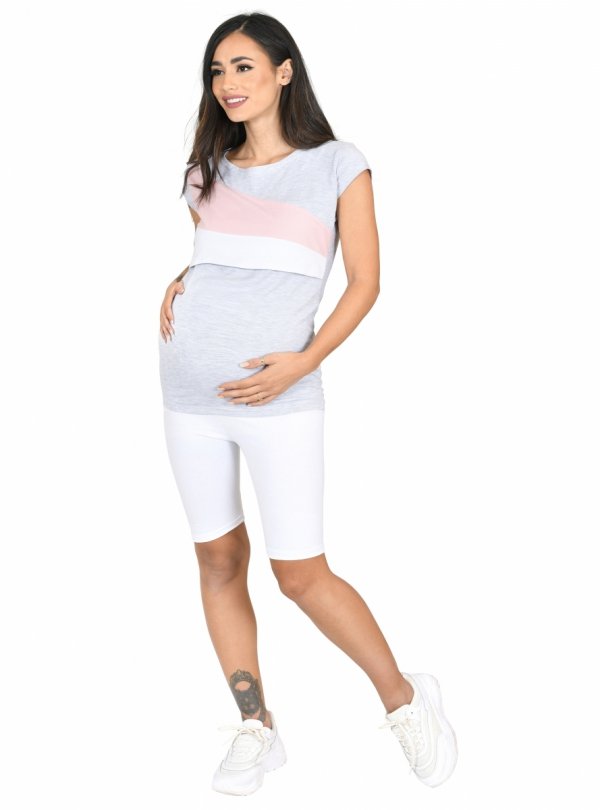 MijaCulture - wygodne krótkie legginsy ciążowe 4008/M25 biały