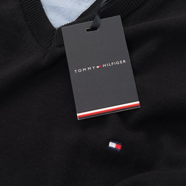 Tommy Hilfiger sweter męski V-neck czarny