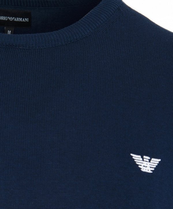 Emporio Armani sweter męski gładki granatowy