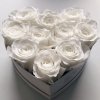Białe wieczne róze w małym boxe heart