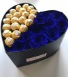 Box serce róże wieczne i  Ferrero Rocher