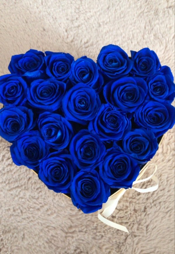 Niebieskie wieczne róże w dużym boxe heart
