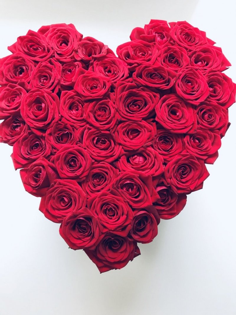 DUŻY XL Box serce + róże świeże, żywe 