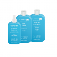 Seria słoneczna ING | Zestaw kosmetyków po ekspozycji na słońce Szampon + Maska + Serum + Kosmetyczka GRATIS 