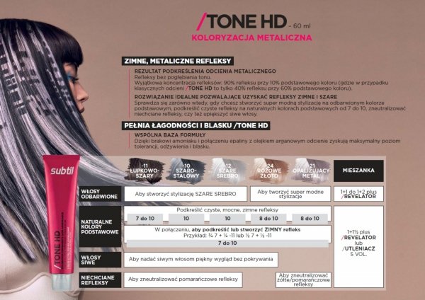 6/66 Tone HD - Rouge SUBTIL TONER HD Profesjonalny Toner Fryzjerski Kryjący 100%  Subtil 60 ml.