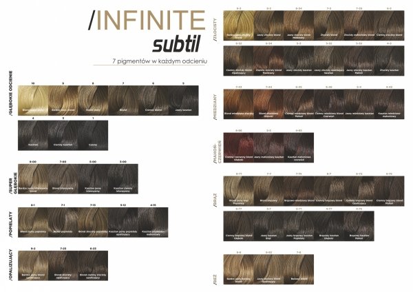 Profesjonalna Farba do włosów Subtil BEZ AMONIAKU trwale kryjąca 60 ml. INFINITE - Blond clair 8