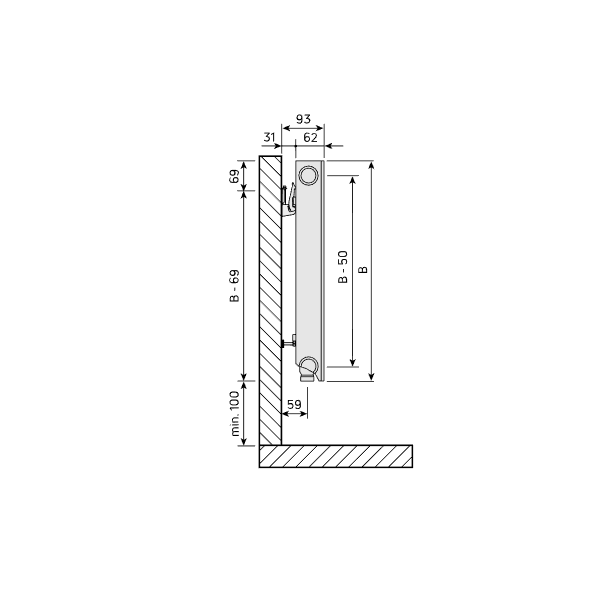 Purmo Plan Ventil Compact Flex FCVF11 500x1000