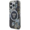 Guess Glitter Flowers Triangle Buttons MagSafe - Etui do iPhone 16 Pro (czarny)