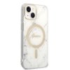 Guess Bundle Pack MagSafe IML Marble - Zestaw etui + ładowarka MagSafe iPhone 14 Plus (biały/złoty)