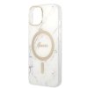 Guess Bundle Pack MagSafe IML Marble - Zestaw etui + ładowarka MagSafe iPhone 14 Plus (biały/złoty)