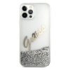 Guess Glitter Vintage Script - Etui iPhone 12 Pro Max (srebrny)