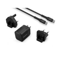 Energizer Ultimate - Ładowarka sieciowa podróżna Multiplug EU / UK / US GaN USB-C 20W PD + kabel USB-C (Czarny) 