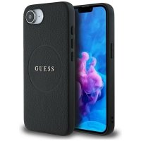 Guess Grained Ring MagSafe - Etui do iPhone 16e (czarny) 