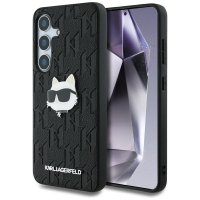 Karl Lagerfeld Leather Monogram Pin Logo Choupette Head - Etui Samsung Galaxy S25+ (czarny) 