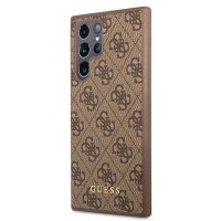 Guess 4G Metal Gold Logo - Etui Samsung Galaxy S22 Ultra (brązowy) 
