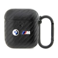 BMW Carbon Double Metal Logo - Etui AirPods 1/2 gen (Czarny) 