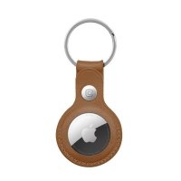 Crong Leather Case with Key Ring – Skórzane etui ochronne brelok do Apple AirTag (brązowy) 