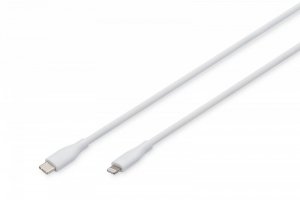 Digitus Kabel zasilający silikonowy USB-C - Lightning, USB 2.0 60W, certyfikat MFI, 1m Biały