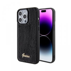 Guess Sequin Script Metal - Etui iPhone 15 Pro Max (czarny)