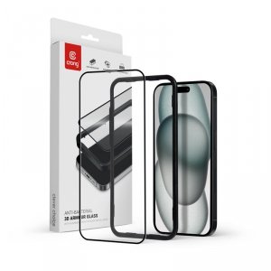 Crong Anti-Bacterial 3D Armour Glass - Szkło hartowane 9H Full Glue do iPhone 16 Plus / iPhone 15 Plus + ramka instalacyjna