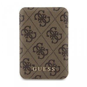 Guess 4G Leather Metal Logo MagSafe - Power Bank indukcyjny 5000 mAh 15W MagSafe (brązowy)