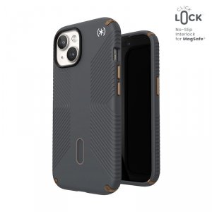 Speck Presidio2 Grip ClickLock & MagSafe - Etui iPhone 16e / iPhone 15 / iPhone 14 / iPhone 13 (Charcoal Grey / Cool Bronze)