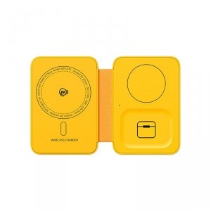 WEKOME WP-U172 - Ładowarka bezprzewodowa 3w1 z MagSafe do iPhone, Apple Watch i AirPods + lusterko (Żółty)