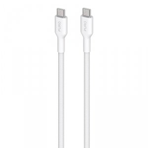 PURO Fabric - Kabel w oplocie heavy duty USB-C do USB-C 1,2m (biały)