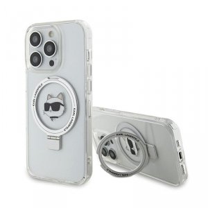 Karl Lagerfeld Ring Stand Choupette Head MagSafe - Etui iPhone 15 Pro Max (biały)