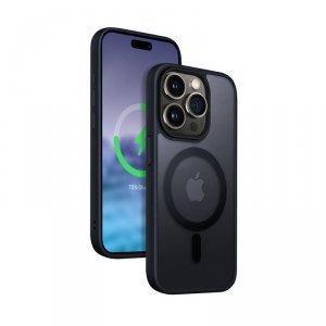 Crong Hybrid Frost MAG Cover - Etui iPhone 15 Pro Max MagSafe (granatowy)