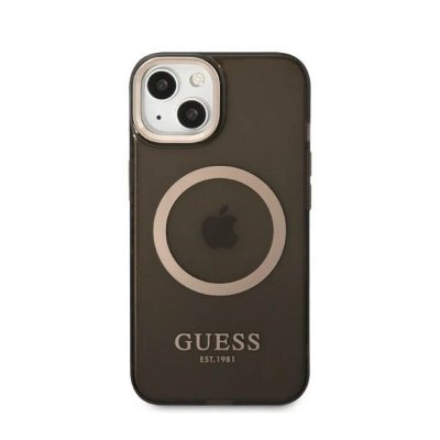 Guess Gold Outline Translucent MagSafe - Etui iPhone 13 (czarny)