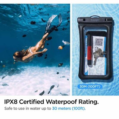 Spigen A610 Universal Waterproof Float Case - Etui do smartfonów do 6.9&quot; (Czarny)