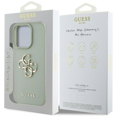 Guess Grained Big 4G Logo Small Classic Logo - Etui do iPhone 16 Pro Max (zielony)