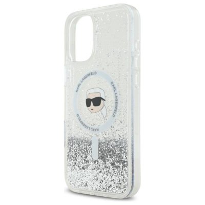 Karl Lagerfeld Liquid Glitter Karl Head MagSafe - Etui iPhone 16 (przezroczysty)