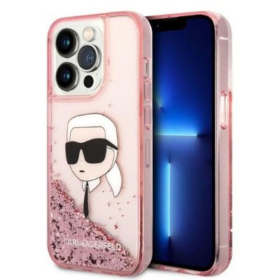 Karl Lagerfeld Liquid Glitter NFT Karl&#039;s Head - Etui iPhone 14 Pro (różowy)