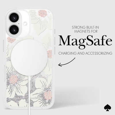 Kate Spade New York Liquid Glitter MagSafe - Etui iPhone 16 (Hollyhock Floral)