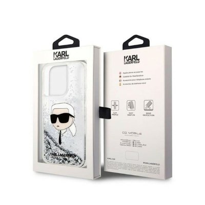 Karl Lagerfeld Liquid Glitter NFT Karl&#039;s Head - Etui iPhone 14 Pro Max (srebrny)