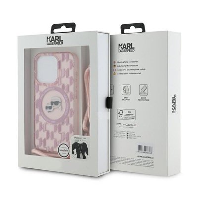 Karl Lagerfeld IML Crossbody Monogram Karl & Choupette Head MagSafe - Etui iPhone 15 Pro Max (różowy)