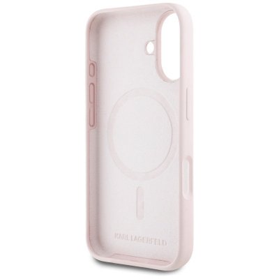 Karl Lagerfeld Silicone Double Heads And Circle MagSafe - Etui do iPhone 16 (różowy)