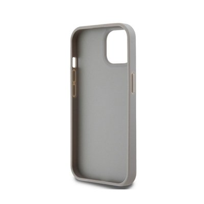 DKNY Leather Mono Stripe & Metal Logo - Etui iPhone 15 Plus / 14 Plus (beżowy)