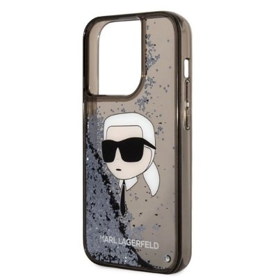 Karl Lagerfeld Liquid Glitter NFT Karl&#039;s Head - Etui iPhone 14 Pro (czarny)