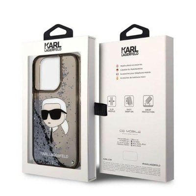 Karl Lagerfeld Liquid Glitter NFT Karl&#039;s Head - Etui iPhone 14 Pro (czarny)