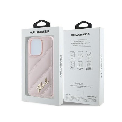 Karl Lagerfeld Diagonal Quilted Script - Etui iPhone 14 Pro Max (różowy)