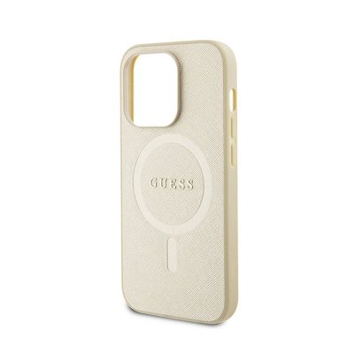 Guess Saffiano MagSafe - Etui iPhone 15 Pro Max (złoty)