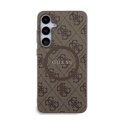 Guess 4G Collection Leather Metal Logo MagSafe - Etui Samsung Galaxy S24+ (brązowy)