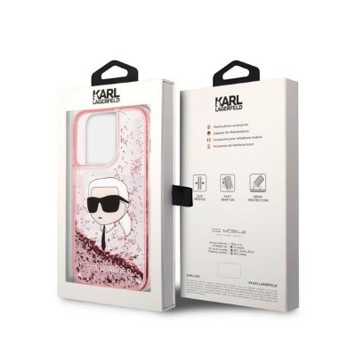 Karl Lagerfeld Liquid Glitter NFT Karl&#039;s Head - Etui iPhone 14 Pro Max (różowy)