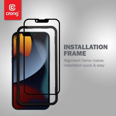Crong Anti-Bacterial 3D Armour Glass – Szkło hartowane 9H na cały ekran iPhone 16e / iPhone 14 / iPhone 13 / iPhone 13 Pro + ram
