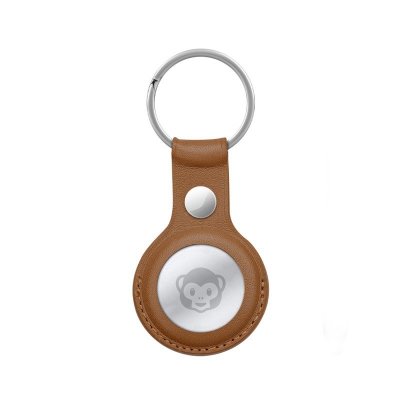 Crong Leather Case with Key Ring – Skórzane etui ochronne brelok do Apple AirTag (brązowy)